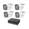 Kit TurboHD 1080p / DVR 4 Canales con Unidad de Almacenamiento eSSD de 300GB / 4 Cámaras Bala ColorVu con Micrófono Integrado / Fuente de Poder