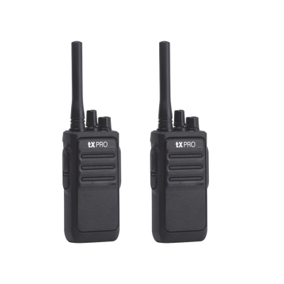 Par de radios analógicos, listos para utilizarse, operan en UHF 400-470 MHz de 2 watts de potencia. ¡PRECONFIGURADOS!