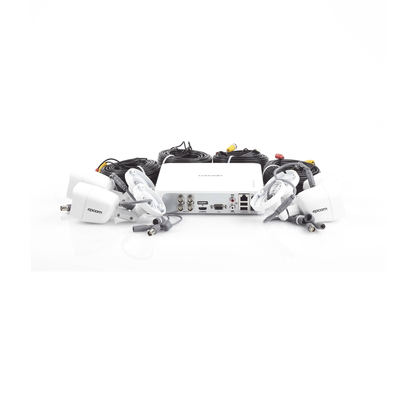 Kit TurboHD 1080p Lite / DVR 4 canales / Audio por Coaxitron / 4 Cámaras Bala de Metal con Micrófono Integrado