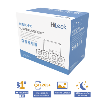 KIT TurboHD 720p / DVR 4 canales / 4 Cámaras Bala de Policarbonato / 4 Cables 18 Mts / 1 Fuente de Poder Profesional