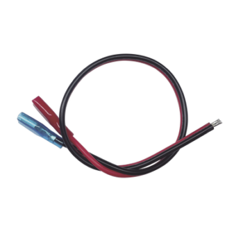 Cables en Paquete Dual / Cable Rojo y Negro / 30 cm (11.81 Pulgadas) / Terminal F1 en un Extremo / Puntas Libres en el Otro / Conexión a Baterías de Respaldo