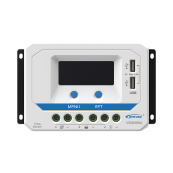 Controlador Solar PWM / 30A / 12/24V/36/48V / Doble USB / Pantalla LCD / Tierra Positivo Común