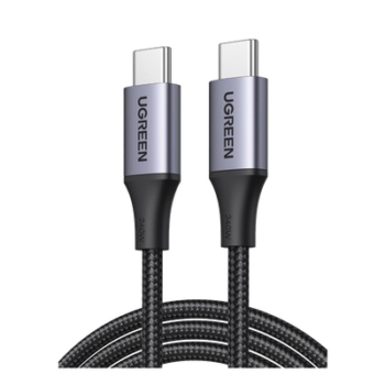 Cable USB-C a USB-C | 2 Metros | Potencia de Carga 240W | 48V/5A | PD3.1 /3.0 | 480 Mbps | Chip E-Market | Carcasa de Aluminio | Nylon Trenzado.