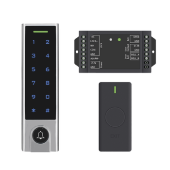 Mini Controlador de Acceso con Teclado Inalámbrico / Cuenta con Botón de Salida Inalámbrico / Soporta Tarjeta y Contraseña / Cuenta con Botón de Timbre