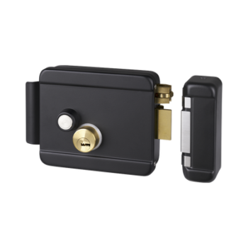 Cerradura Eléctrica con Botón de Salida / Incluye Llave  / Exterior / Derecha / Color Negro