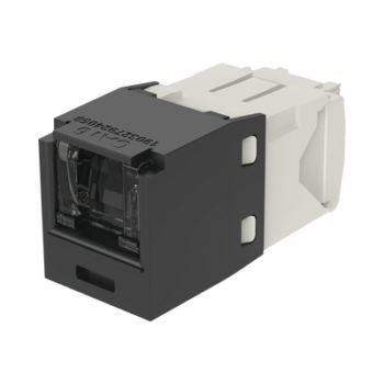 Conector Jack RJ45 Estilo TG con Ventana, Mini-Com, Categoría 6, de 8 Posiciones y 8 Cables, Color Negro