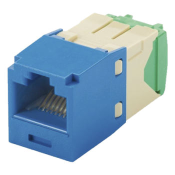 Conector Jack RJ45 Estilo TG, Mini-Com, Categoría 6, de 8 Posiciones y 8 Cables de Calibre 28/30 AWG, Color Azul