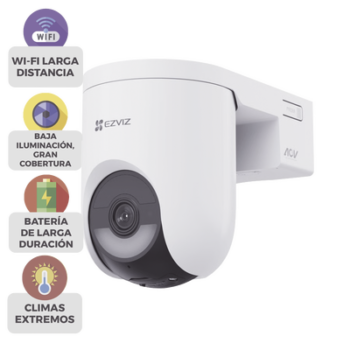 Cámara IP PT Con Batería / Wi-Fi 6 + 4G LTE / 2K+ (4megapixel) / IP65 / Detección IA Persona-Vehiculo / Visión Nocturna Color / Compatible con Panel Solar CSPSP8