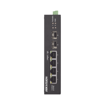 Switch Industrial No Administrable Gigabit / 3 Puertos Gigabit PoE+ (30 W) + 1 Puerto Gigabit PoE++ (60 W) / 2 Puertos SFP / 65 W Total / 48 a 57 VCD / Ideal para Proyectos / 300 Metros de Distancia