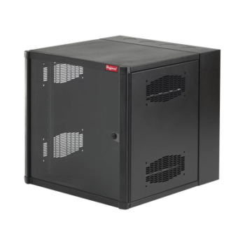 Gabinete AccessPlus de 19 UR Montaje en Pared de 19in, Rieles Numerados y Roscados #10-32, Puerta con Ventana de Seguridad, 600 mm de Ancho, 637 mm de Profundidad, Color Negro