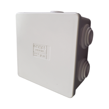Caja Estanca de PVC Para Derivación y Conexión, 6 Entradas, Tapa a Presión, 80×80×40 mm (Mayor Área Interna, Uso Exterior IP44, Material que no Propaga el Fuego y Libre de Hálogenos