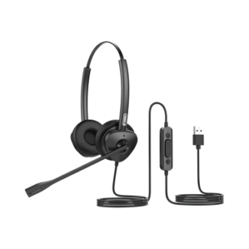 Diadema binaudal (duo) con tecnología antishock para teléfonos IP FANVIL USB con micrófono de cancelación de ruido, larga durabilidad