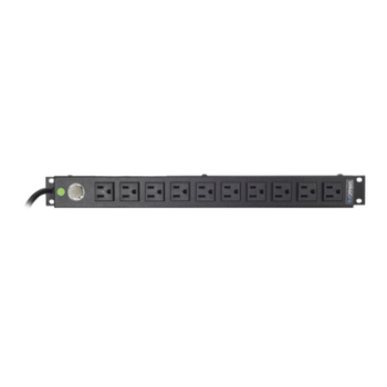 Multicontacto Horizontal (PDU) de 10 Contactos (NEMA 5-15R) Rack 19" 1UR. Voltaje Entrada/Salida: 120Vca/15A