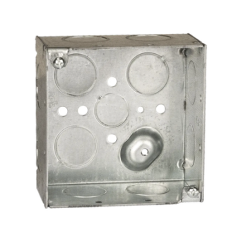 Caja Cuadrada Galvanizada  de 4 x 4" / Profundidad 2 1/8 / 11 Entradas de 3/4" y 1 de 1/2".