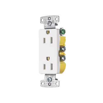 Contacto Duplex Decorador 15A 125V, 2 Polos, 3 Hilos, Color  Blanco (Nema5-15R).