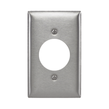 Placa para Receptaculo Sencillo 20 y 30 A de Media Vuelta/ 1.6" (40 mm) / Acero Inoxidable.