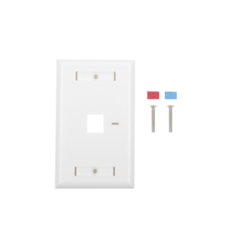 Placa de Pared de 1 Puerto, Keystone, con Espacio para Etiqueta, Color Blanco