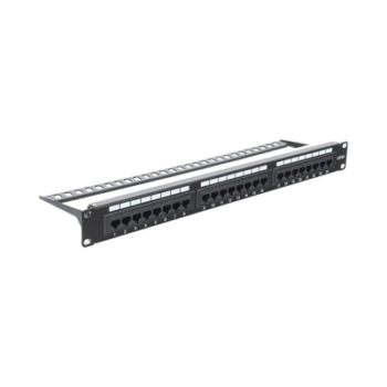 Panel de Parcheo de Impacto (110) UTP de 24 Puertos Cat6A, 19 Pulgadas (48.26 cm), con Barra para Organizar Cables y Espacio para Etiqueta