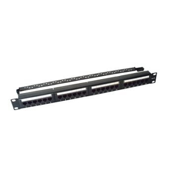 Panel de Parcheo de Impacto (110) UTP de 24 Puertos Cat6, 19 Pulgadas (48.26 cm), con Barra para Organizar Cable