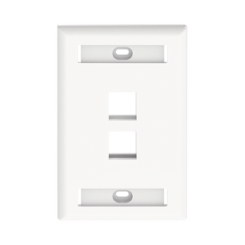 Placa de Pared Vertical, Salida Para 2 Puertos Keystone, Con Espacios Para Etiquetas, Color Blanco