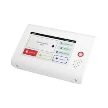 Terminal Inteligente para Habitación Hospitalaria / Pantalla Táctil 7" / RFID 125 kHz / VoIP SIP / PoE IEEE 802.3af / Bus RS485 / Carcasa Antibacteriana