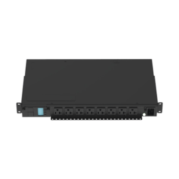 PDU Monitoreable (MI) para Distribución de Energía, Enchufe de Entrada NEMA 5-15P, Con 8 Salidas 5-20R, Horizontal 19in, 120 Vca, 15 Amp, 1UR