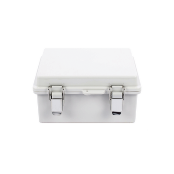 Gabinete de Plástico ABS, Uso en Intemperie IP66 (170 x 220 x 110 mm) Cierre por broche Inoxidable y Permite Cerrado con Candado y Llave (Perno 5mm) No Incluido