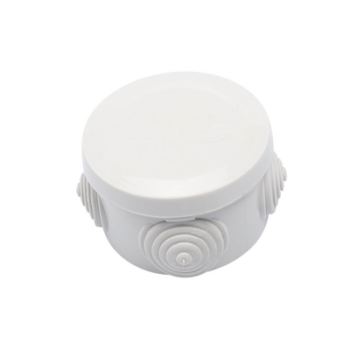 Caja Derivación-Conexión de Plástico Circular con 4 Glándulas de Goma (70 diámetro X 48 alto mm). Para Instalaciones Comerciales,  Residenciales e Industriales. Cerrado a Presión.