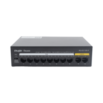Switch PoE+ no Administrable, Hasta 110 Watts, 8 puertos PoE+ y 2 Uplinks 10/100