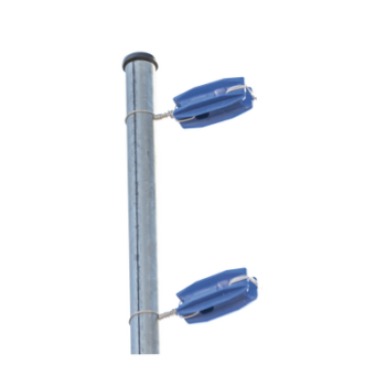 Aislador Azul de Esquina para Cercos Eléctricos / 18 kV / Resinas Vírgenes / Resistencia 7.5-10.2 kg / Anti UV / 66 mm x 31.6 mm