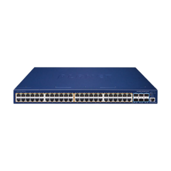Switch Administrable Stacking Capa 3, 48 Puertos PoE Gigabit 802.3at, 6 Puertos SFP de 10 G, Entrada de Alimentación Redundante de 55 V cc.
