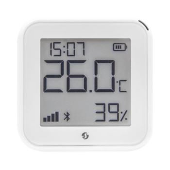 Pantalla Sensor de temperatura y humedad, inteligente e inalámbrico, integrable a la App de Shelly.