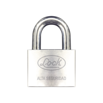 Candado de hierro alta seguridad con llave de disco/ Acabado Cromado/ Llaves Abloy/ Medida de Horquilla 50 mm.