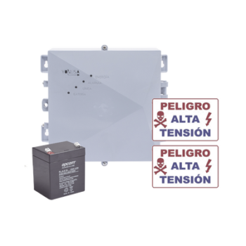 KIT de Energizador de 12,000Volts-1JOULES/2500 mts lineales de proteccion/Activado por Atenuación de voltaje,Corte de línea o Aterrizamiento de la línea/Integración a panel de Alarma.
