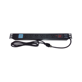 Tomacorriente Horizontal (PDU) de 6 contactos (NEMA 5-15R) + 2 USB para instalación en Rack de 19", 1UR, 125 Vca/ 15 A (THE0040091001001)