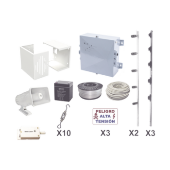 KIT ESENCIAL PARA 25Mts PERIMETRALES DE CERCO ELÉCTRICO PARA PROTECCIÓN DE ROBOS EN CASAS, NEGOCIOS, BODEGAS,ETC.