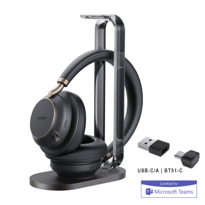 Redes e IT  YEALINK BH76-PLUS-WITH-CHARGING-STAND-TEAMS-BLACK-USB-C/A