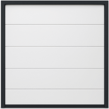Puerta de Garage Seccional / 9×9 ft (2.74 × 2.74 m) / Panel Calibre 26 / Aislamiento Poliuretano 42 mm / 42 kg/m³ / Blanco / Estilo Americano