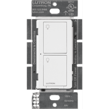 Interruptor de pared inteligente on/off Caseta Wireless, voltaje dual 120/277 V, 5 A en LED, sin cable neutro, compatible con controles Pico y Smart Bridge