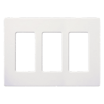 Placa de pared Claro de 3 espacios sin tornillos visibles, color blanco brillante, para atenuadores, apagadores y controles Pico Lutron