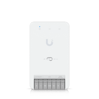 Centro de Control de Acceso Compacto Ubiquiti UniFi / Terminal de Bloqueo 12V / Entradas Adicionales Sensor y Botón / Alimentación PoE++ / Conexión para Dos Lectores o Cámaras / Uso Interior