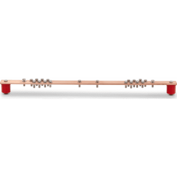 Barra Distribución Tierra Rack 19 in / Cobre 100% / 550A / Aisladores Rojos / 0.64 cm (0.25 in) / J-STD-607-A