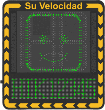 Display LED para Control de Velocidad Exterior / Distancia Visible de 100 m / LED de Alta Luminosidad y Bajo Consumo / Visualización de Velocidad con Código de Colores / IP66 / Conectividad Wi-Fi y Ethernet / Compatible con TCP/IP, HTTP, DHC