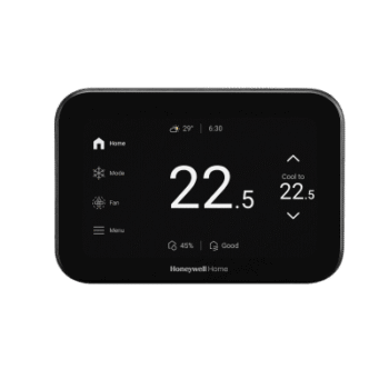 Termostato inteligente con pantalla táctil de 5 pulgadas, control de calidad de aire (IAQ), hasta 4H/2C bomba de calor, Wi-Fi, Bluetooth y Matter, color negro