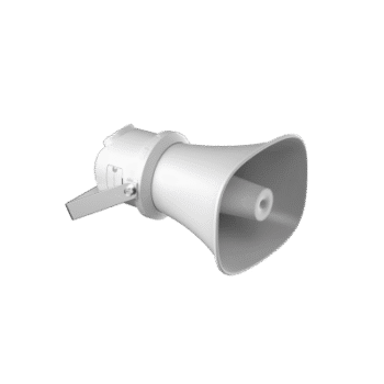Bocina (Altavoz IP ) | Tipo Trompeta | 7 Watts | No requiere amplificador | PoE+ | Exterior IP67 | Metal | Voceo en tiempo real | Calendarización de audios | Síntesis de Voz (TTS) | Entrada de alarma