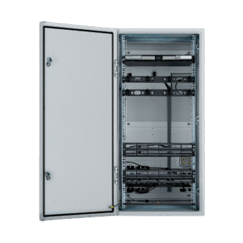Gabinete Industrial Preconfigurado de Montaje en Pared, Fabricado en Acero Bajo en Carbono, Protección NEMA 4/12 IP66, de 26 UR, Color Gris