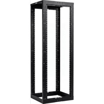 Rack de Cuatro Postes Estándar de 19", Rieles Con Orificio Para Tuerca Enjaulada, Profundidad Ajustable de 23 a 42 in, 45 Unidades de Rack, Color Negro