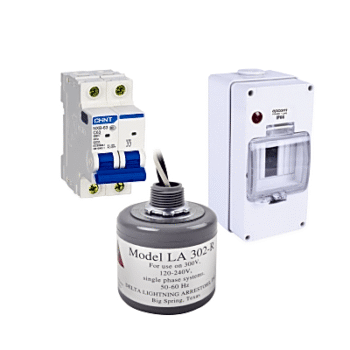Kit de Centro de Carga Para Corriente Alterna, Breaker de hasta  400 Vca de 63 A con Supresor de Picos Transitorios.