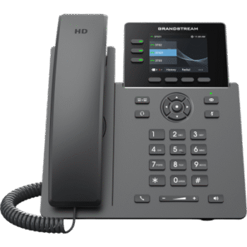 Teléfono IP Grado Operador / 3 Líneas / 12 Botones Virtuales Multiuso / Pantalla LCD 2.8 Pulgadas / Puertos Gigabit con PoE / Audio HD / Compatible con GDMS