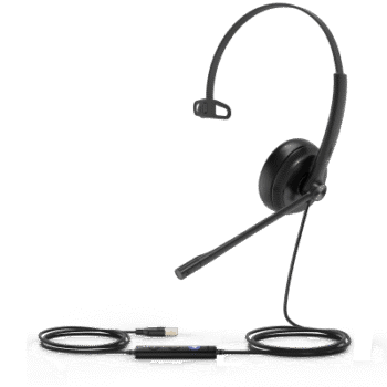 Diadema Alámbrica UH34 Mono de Yealink Certificada con Microsoft Teams con Almohadillas de Cuero